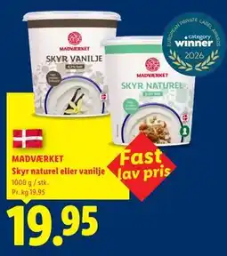 Lidl MADVÆRKET Skyr naturel eller vanilje tilbud