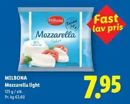 Lidl MILBONA Mozzarella light tilbud