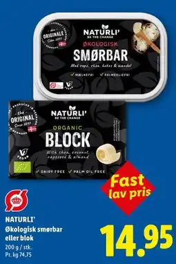 Lidl NATURLI’ Økologisk smørbar eller blok tilbud