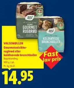 Lidl VALSEMØLLEN Gourmetsolsikke-rugbrød eller koldhævede brunchboller tilbud