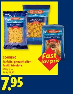 Lidl COMBINO Farfalle, gnocchi eller fusilli tricolore tilbud