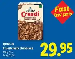 Lidl QUAKER Cruesli mørk chokolade tilbud