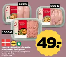 Netto Dansk kyllingefilet, inderfilet eller hakket kyllingekød tilbud