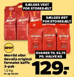 Netto Merrild eller Gevalia original formalet kaffe (3-pak) tilbud