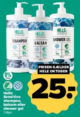 Netto Hello Sensitive shampoo, balsam eller shower gel tilbud
