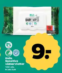 Netto Hello Sensitive vådservietter tilbud