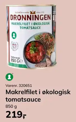Dagrofa Food Service Dronningen makrefilet i økologisk tomat sauce tilbud