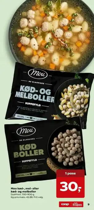 Dagli'Brugsen Mou kød-, mel- eller kød- og melboller tilbud