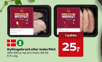 Dagli'Brugsen Kyllingebryst eller inderfilet tilbud
