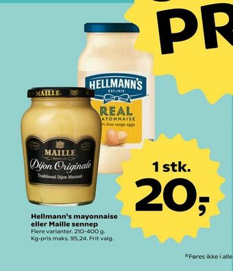 Kvickly Hellmann's mayonnaise eller Maille sennep tilbud