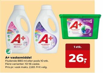 Kvickly A+ vaskemiddel tilbud