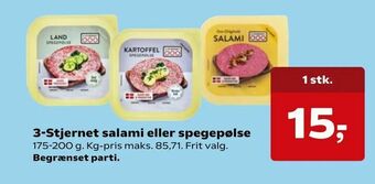 SuperBrugsen 3-Stjernet salami eller spegepølse tilbud
