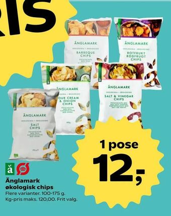 SuperBrugsen Änglamark økologisk chips tilbud