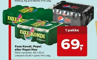 SuperBrugsen Faxe Kondi, Pepsi eller Pepsi Max tilbud