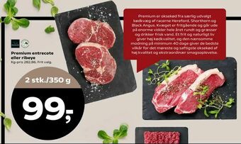 SuperBrugsen Premium entrecote eller ribeye tilbud