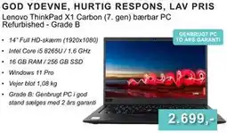 CBC Lenovo ThinkPad X1 Carbon (7. gen) bærbar PC Refurbished - Grade B tilbud