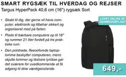 CBC Targus HyperPack 40,6 cm (16) rygsæk Sort tilbud