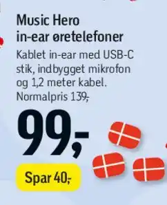 Føtex In-ear øretelefoner (Music Hero & Sony) tilbud