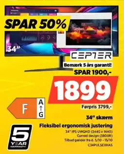 Power Cepter 34" skærm tilbud