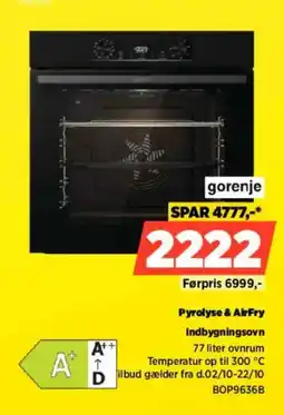 Power Gorenje pyrolyse & airfry indbygningsovn tilbud