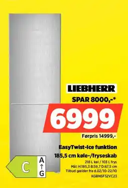 Power Liebherr 185,5 cm køle-/fryseskab tilbud
