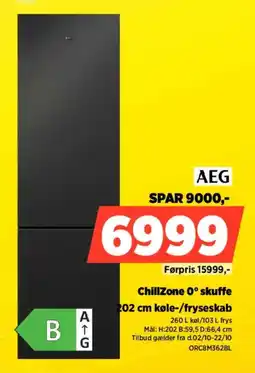 Power Aeg chillzone 0° skuffe 202 cm køle-/fryseskab tilbud