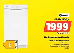 Power Gram slim opvaskemaskine tilbud
