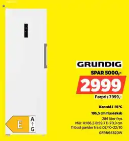 Power Grundig 186,5 cm fryseskab tilbud