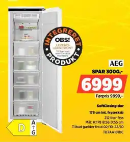 Power AEG 178 cm int. fryseskab tilbud