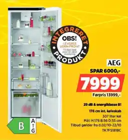 Power AEG 178 cm int. køleskab tilbud