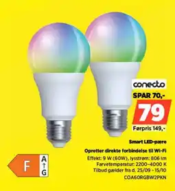 Power Conecto Smart LED-pære tilbud