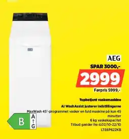 Power AEG Topbetjent vaskemaskine tilbud