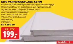jem & fix GIPS VARMVÆGSPLADE 43 MM tilbud