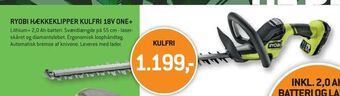 Ryobi hækkeklipper kulfri 18v one+