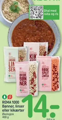 REMA 1000 Bønner, linser eller kikærter tilbud
