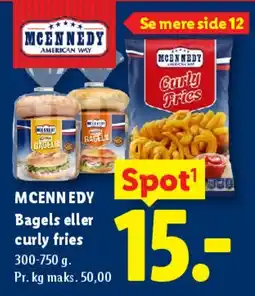 Lidl MCENNEDY Bagels eller curly fries tilbud