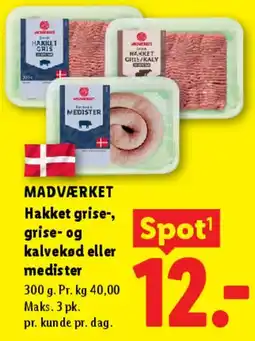 Lidl MADVÆRKET hakket gris / gris- og kalvekød / medister tilbud