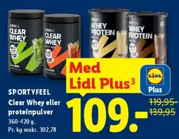 Lidl SPORTYFEEL Clear Whey / Whey proteinpulver tilbud