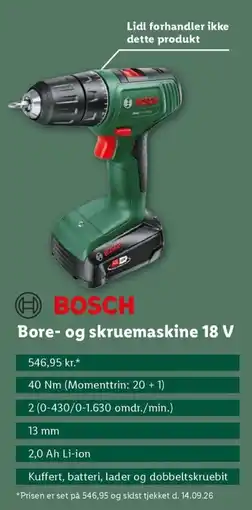 Lidl Bosch Bore- og skruemaskine 18 V tilbud
