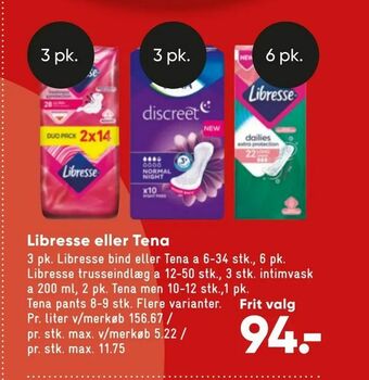Bilka Libresse eller Tena tilbud