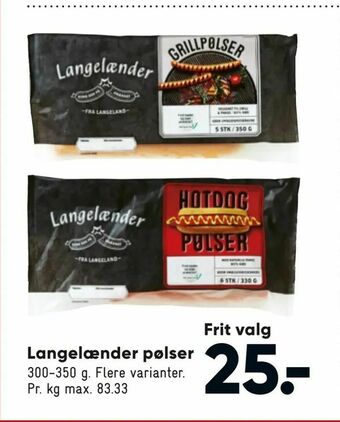 Bilka Langelænder pølser tilbud