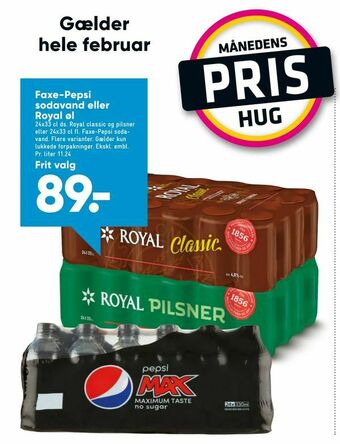 Bilka Faxe-Pepsi sodavand eller Royal øl tilbud