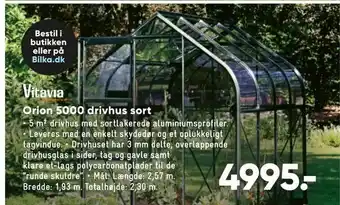 Bilka Orion 5000 drivhus sort tilbud