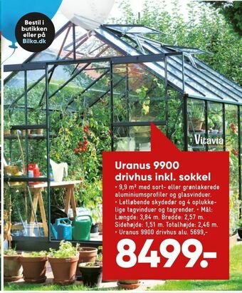 Bilka Uranus 9900 drivhus inkl. sokkel tilbud
