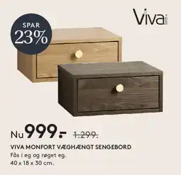 SENG VIVA MONFORT VÆGHÆNGT SENGBORD tilbud