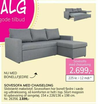 Daells Bolighus Sovesofa med chaiselong tilbud