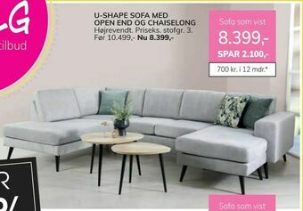 Daells Bolighus U-shape sofa med open end og chaiselong tilbud