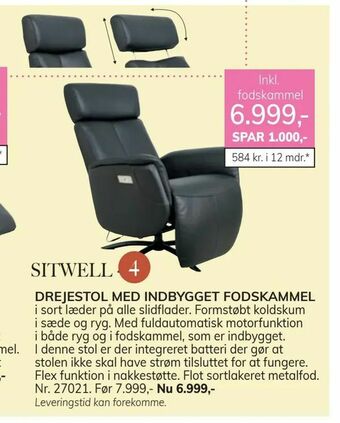 Daells Bolighus Drejestol med indbygget fodskammel tilbud