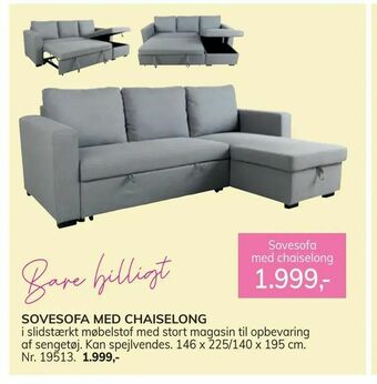 Daells Bolighus Sovesofa med chaiselong tilbud