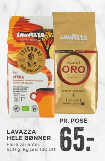 MENY Lavazza hele bønner tilbud